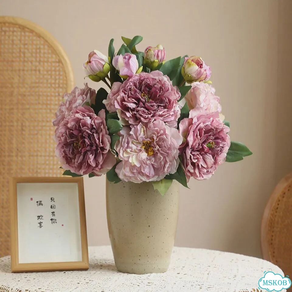 Искусственные цветы пионов, шелковые, 1 шт. Сиреневый, Light Purple фото 3