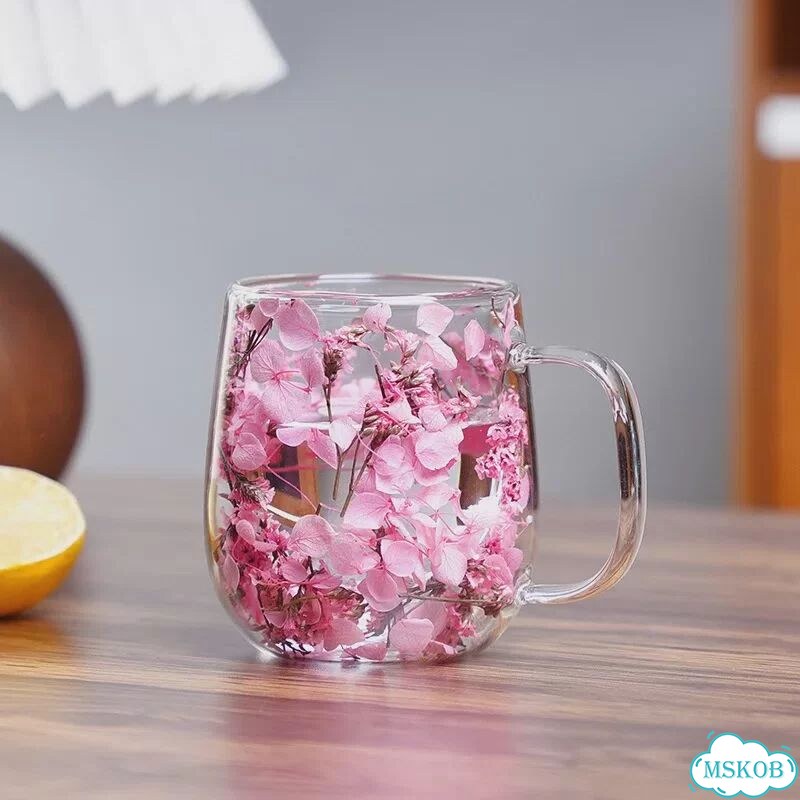 Стеклянная чашка с двойными стенками 250 мл Pink фото 1