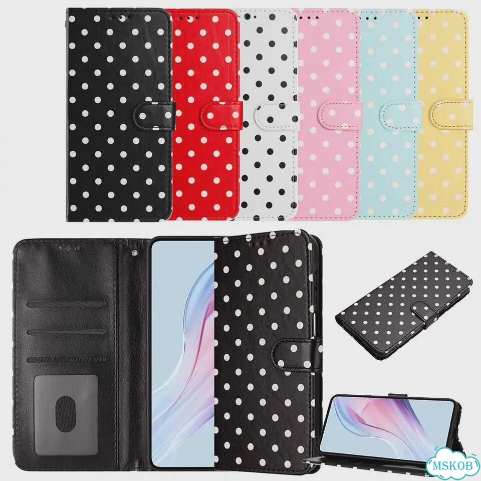 Чехол-бумажник для iPhone Air 17 Pro Max 16E 17E 16 Plus 15 14 13 12 11 Pro 7 8 SE с узором в гороше фото 2
