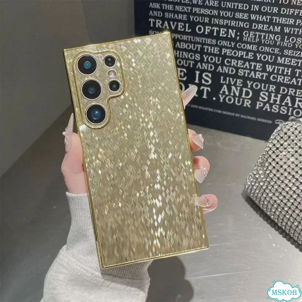 Шикарный блестящий чехол с гальваническим покрытием для Samsung Галакси S24 Ультра, Желтый, Gold фото 1