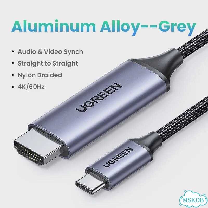 Кабель ugreen USB C на hdmi 8K Metal Grey 4K, 2 м фото 1