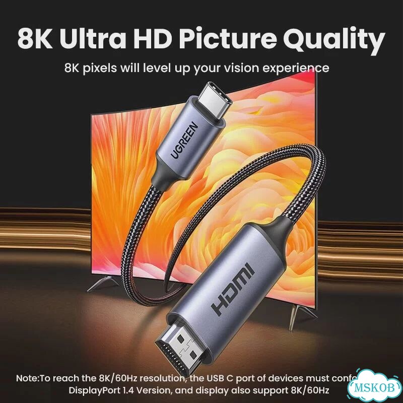 Кабель ugreen USB C на hdmi 8K Metal Grey 4K, 2 м фото 3