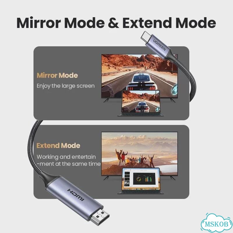 Кабель ugreen USB C на hdmi 8K Metal Grey 4K, 2 м фото 7
