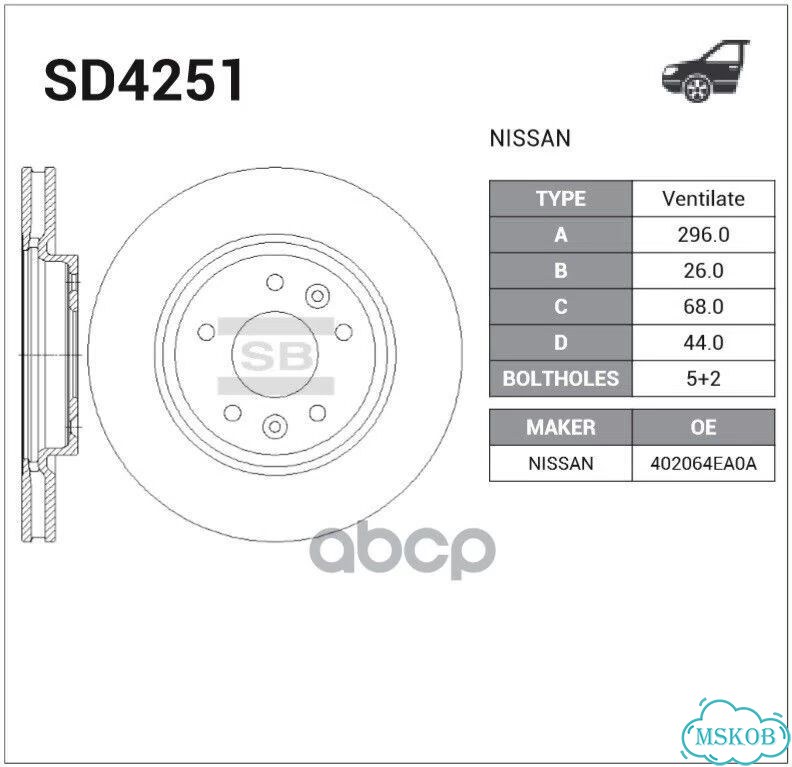 Диск тормозной мин по 2шт SD4251 Sangsin brake фото 1