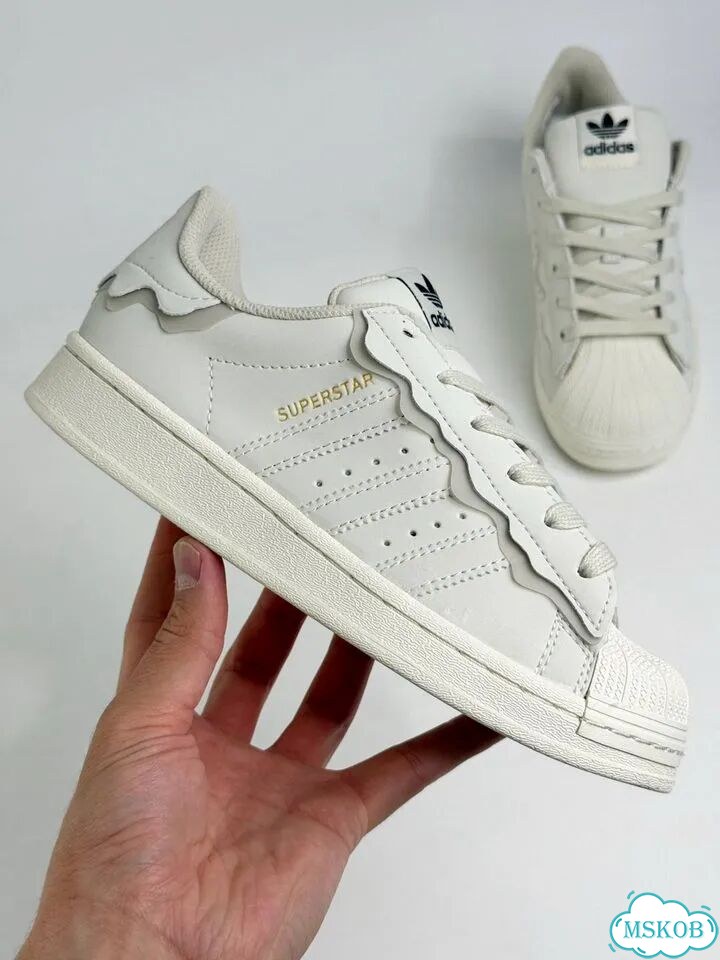 Кроссовки Adidas Superstar бежевые фото 8