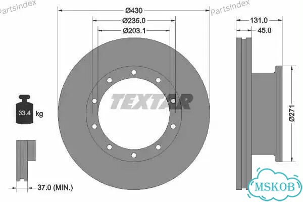 Диск тормозной textar 93086800 фото 1