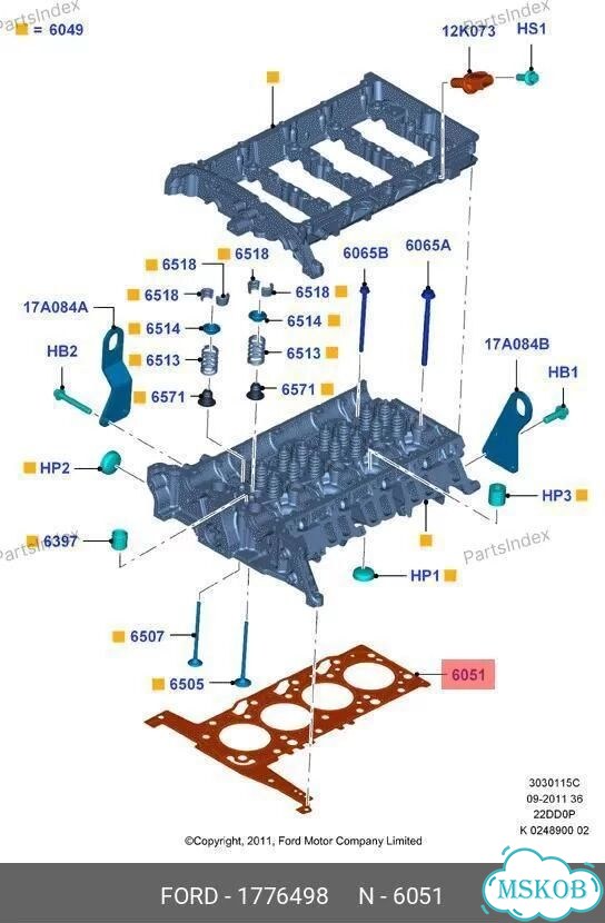 Прокладка ГБЦ ford 1776498 фото 1