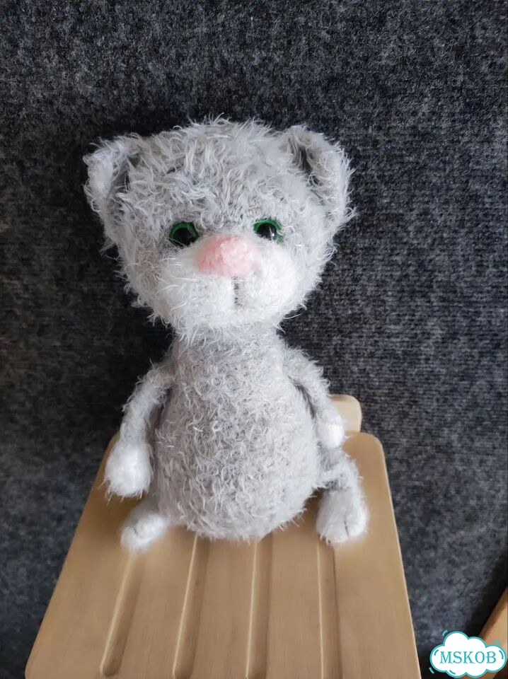 Вязаная игрушка Кот, 20см фото 3