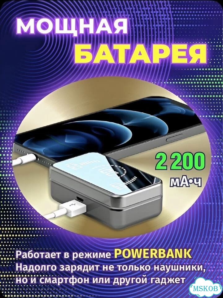 Наушники беспроводные с микрофоном, черный фото 3