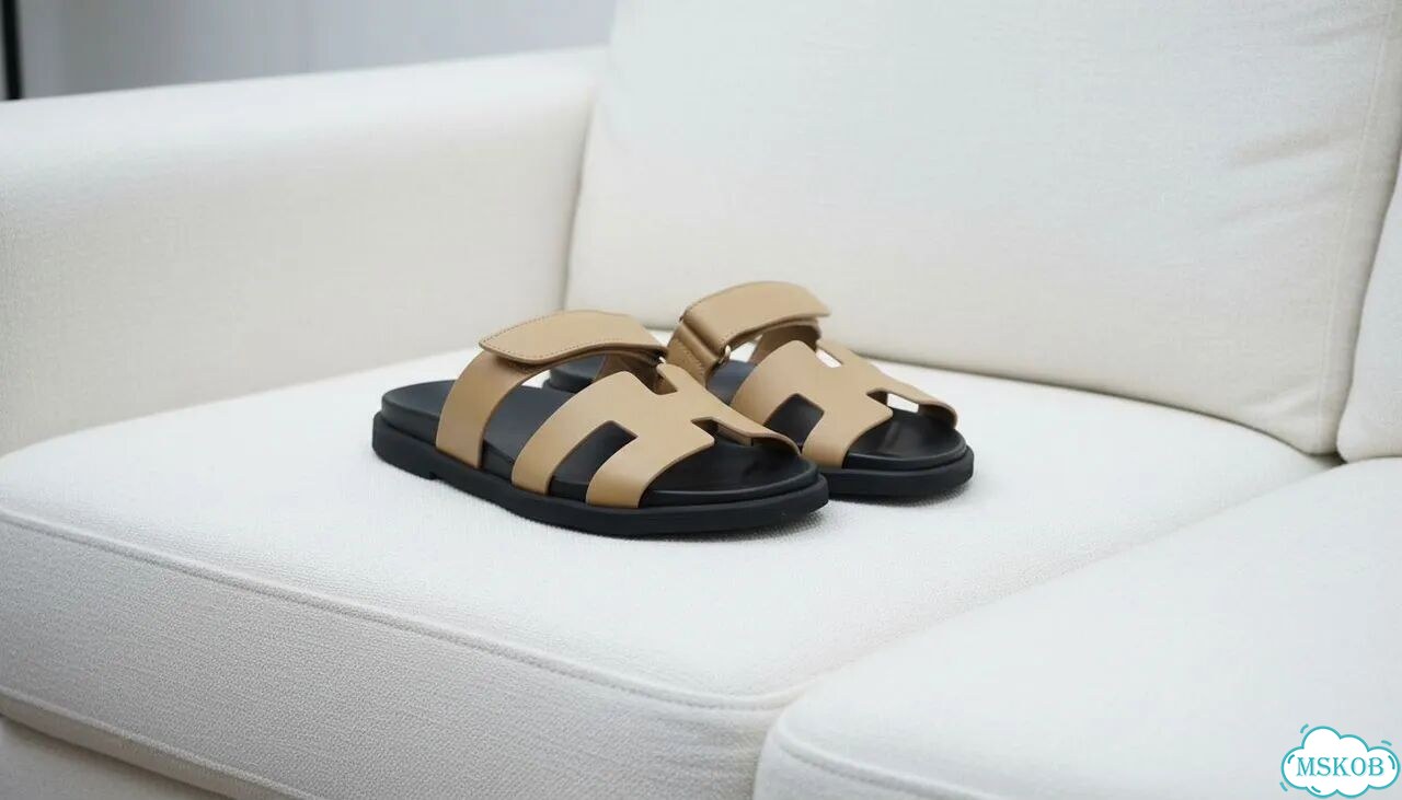 Шлепанцы Hermes Chypre Gold Leather 36-42 фото 3