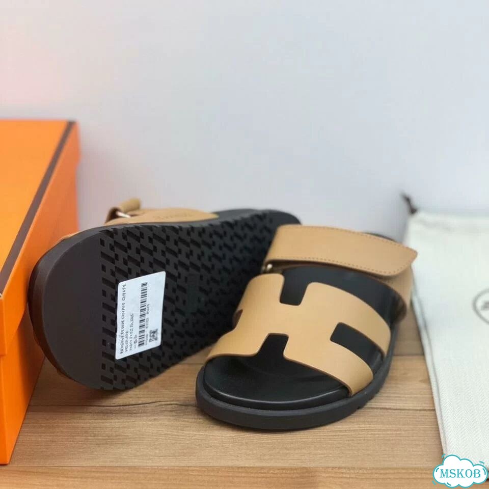 Шлепанцы Hermes Chypre Gold Leather 36-42 фото 6