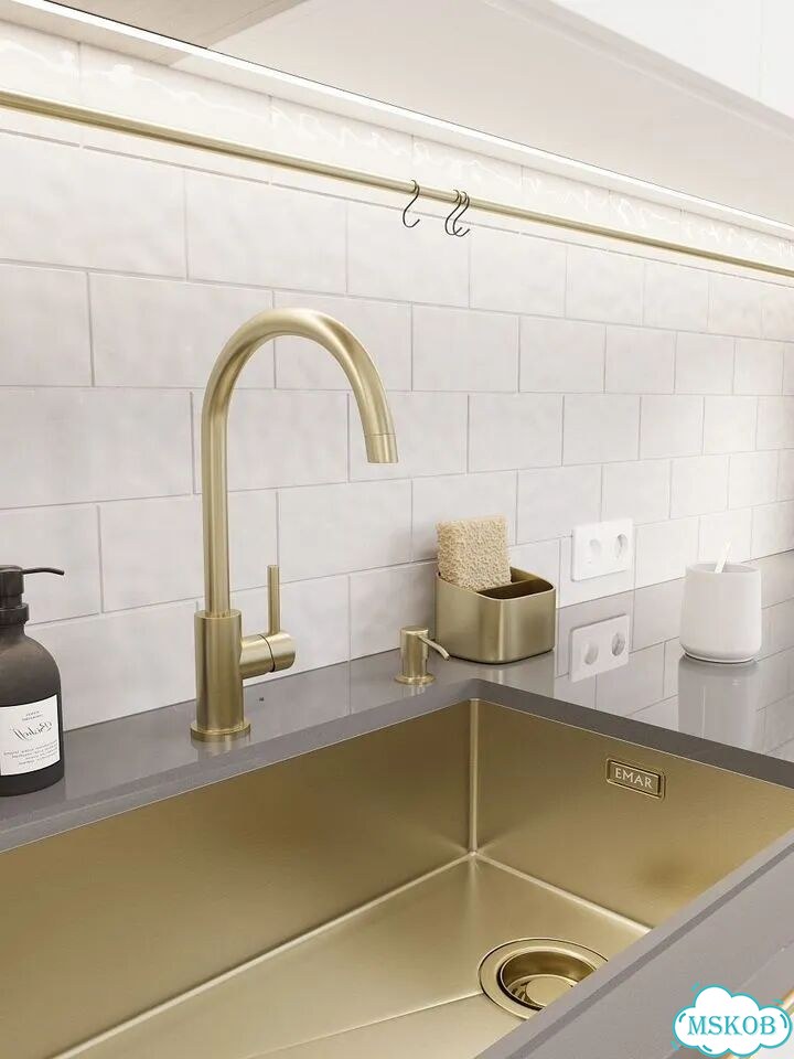 Смеситель для кухни emar PVD золото матовое ECB - 3004 PVD Matt Gold фото 2