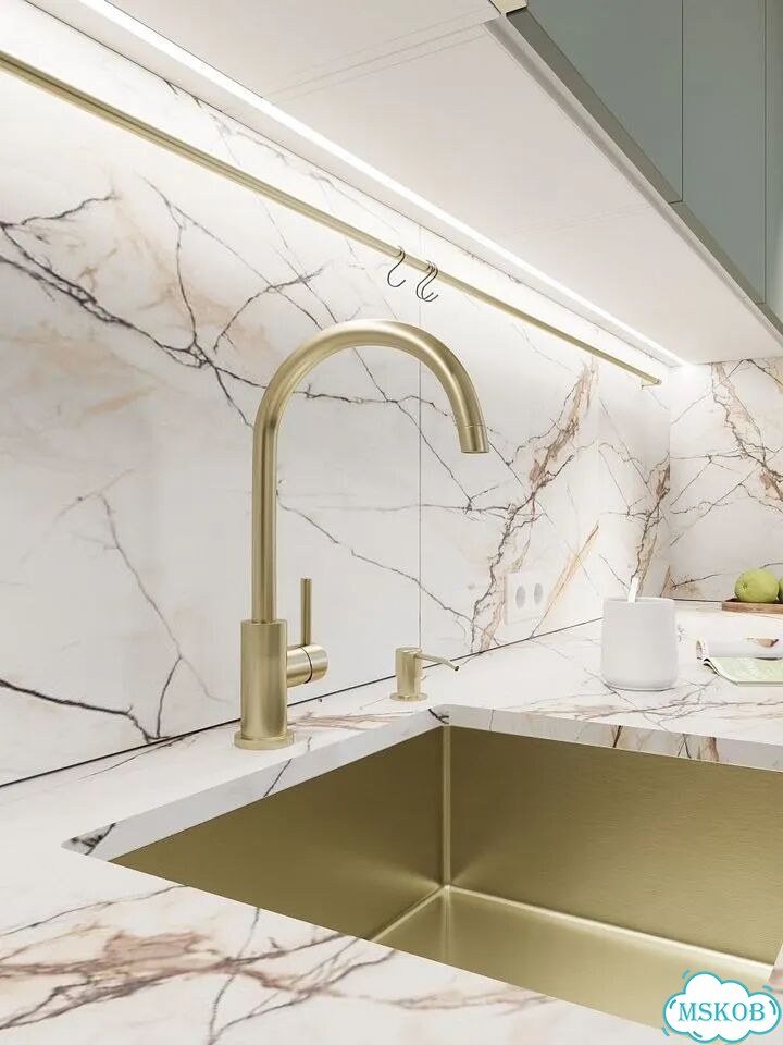 Смеситель для кухни emar PVD золото матовое ECB - 3004 PVD Matt Gold фото 3