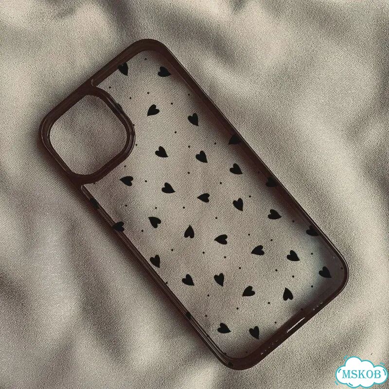 Милый винно-красный чехол для телефона с сердечком для iPhone 15 14 Pro Style 2, For iPhone 12mini фото 6