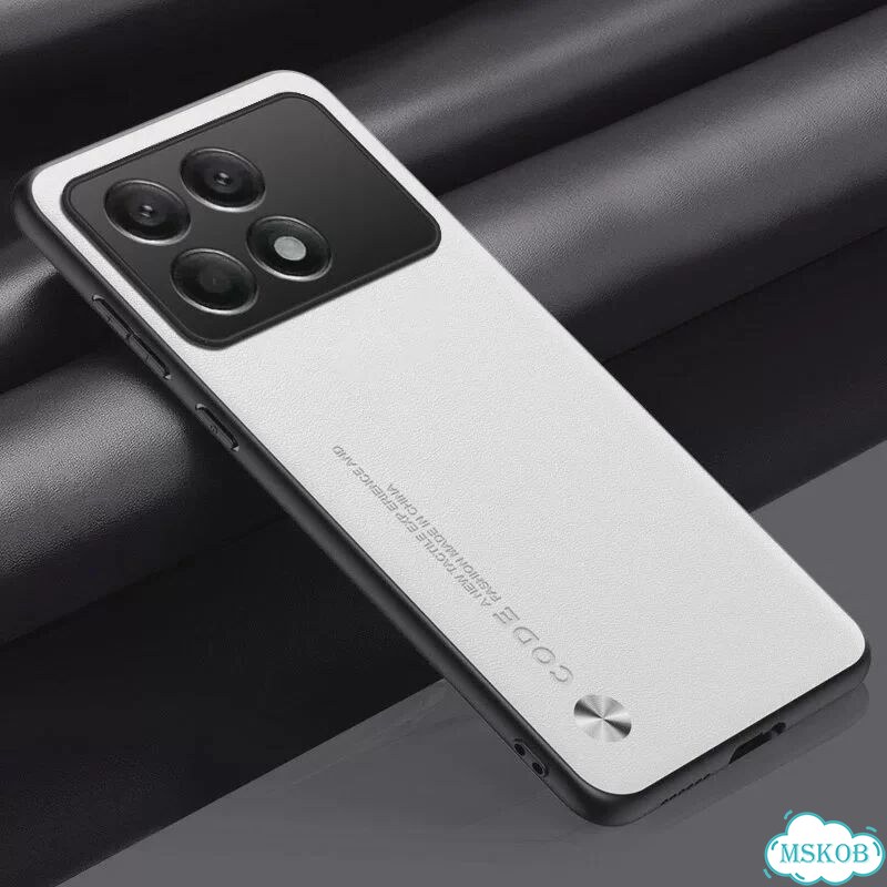 Белый чехол для Xiaomi Poco X6 Pro из искусственной кожи фото 1