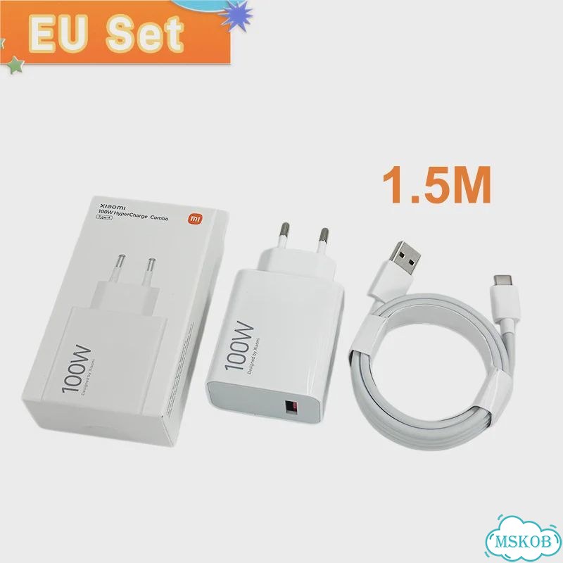 Оригинальное зарядное устройство Xiaomi 100W 90W EU Turbo Fast Charger с EU with 1.5M Cable фото 1
