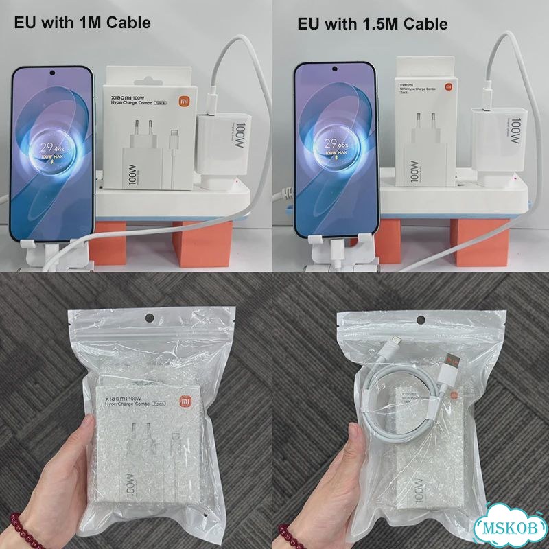 Оригинальное зарядное устройство Xiaomi 100W 90W EU Turbo Fast Charger с EU with 1.5M Cable фото 7