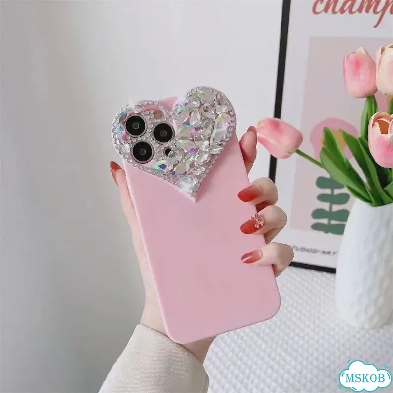 Прозрачный чехол для iPhone 16 Pro Max с сердцем и стразами фото 6