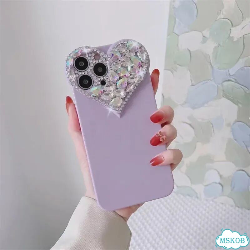 Прозрачный чехол для iPhone 16 Pro Max с сердцем и стразами фото 7