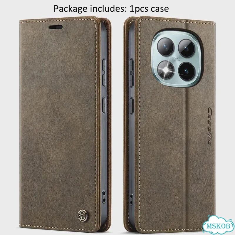 Деловой кожаный флип-чехол в стиле ретро для Xiaomi Редми Примечание 15 Про+ 5Г, Коричневый, Brown фото 1