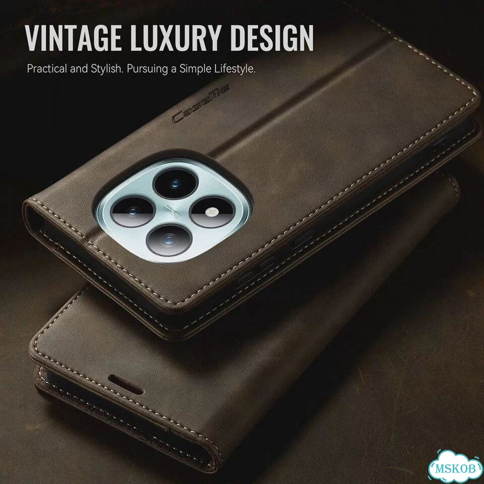 Деловой кожаный флип-чехол в стиле ретро для Xiaomi Редми Примечание 15 Про+ 5Г, Коричневый, Brown фото 2