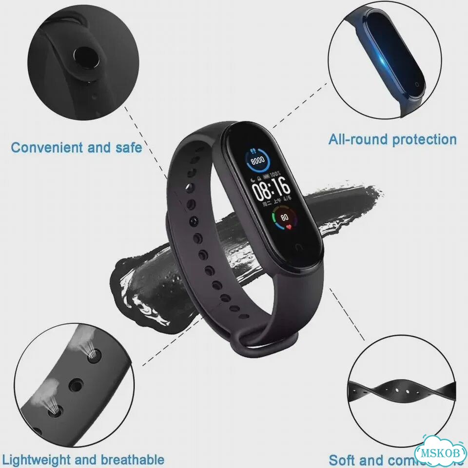 Розовый силиконовый ремешок для Xiaomi Mi Band 3/4/5/6/7/8 фото 5