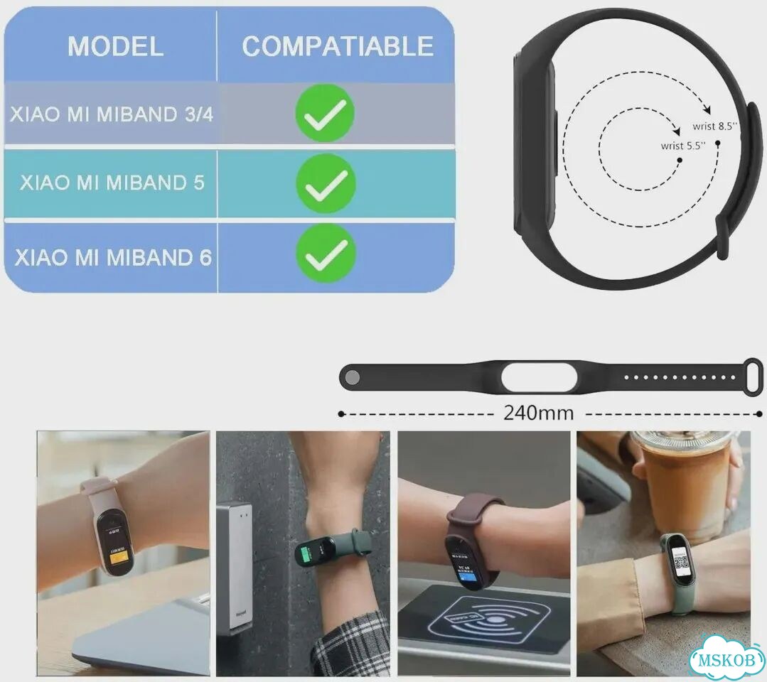 Розовый силиконовый ремешок для Xiaomi Mi Band 3/4/5/6/7/8 фото 6