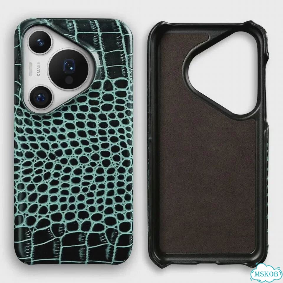 Чехол для телефона из натуральной кожи для Huawei Pura 70 Ultra Blue Black3605, Huawei Pura70 Ultra фото 1