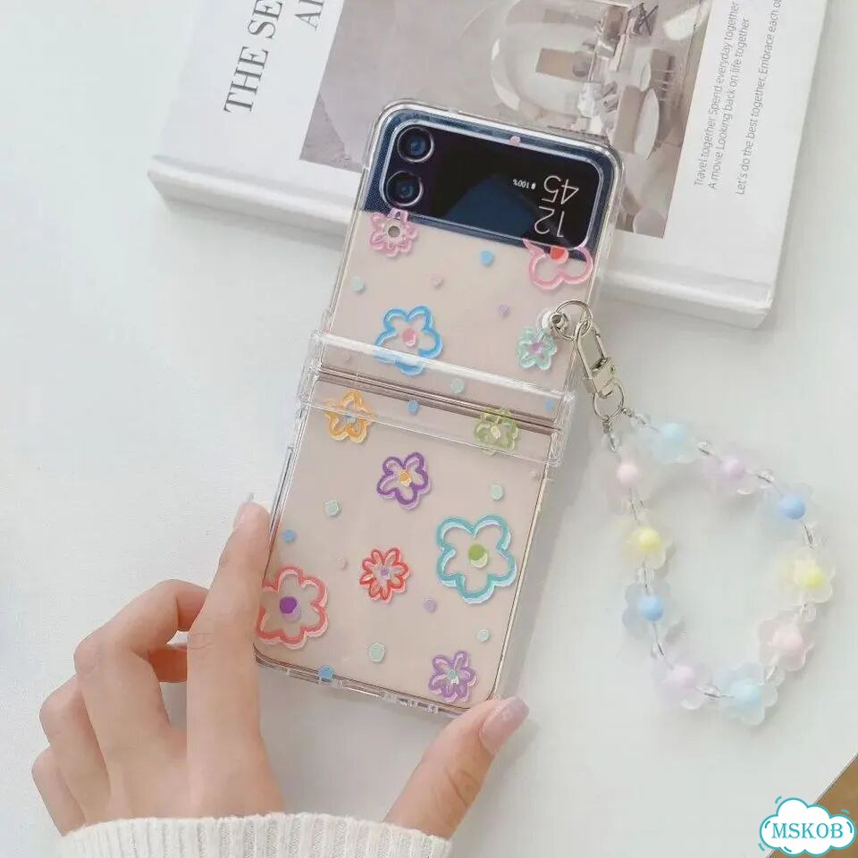 Прозрачный чехол с цветами для Samsung Z Flip 3 фото 1