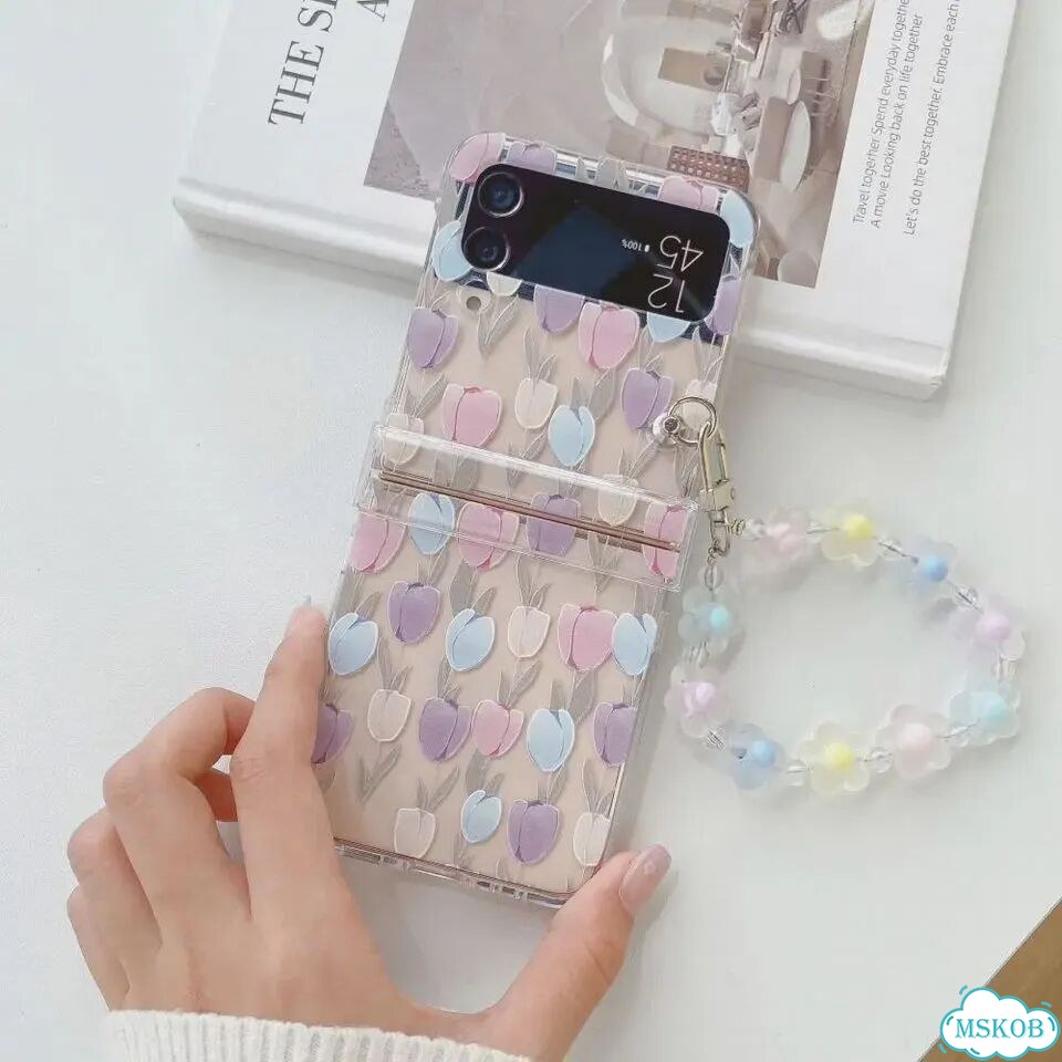 Прозрачный чехол с цветами для Samsung Z Flip 3 фото 2