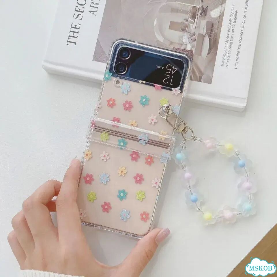 Прозрачный чехол с цветами для Samsung Z Flip 3 фото 3
