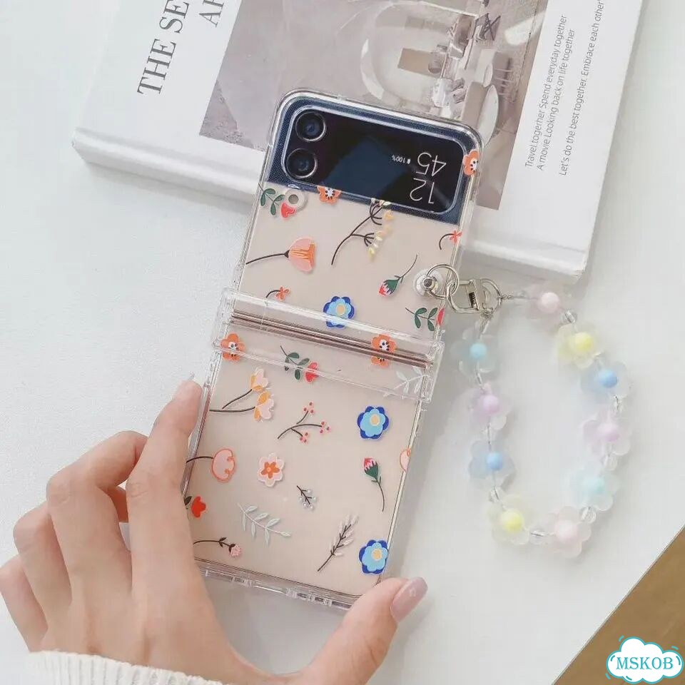 Прозрачный чехол с цветами для Samsung Z Flip 3 фото 4