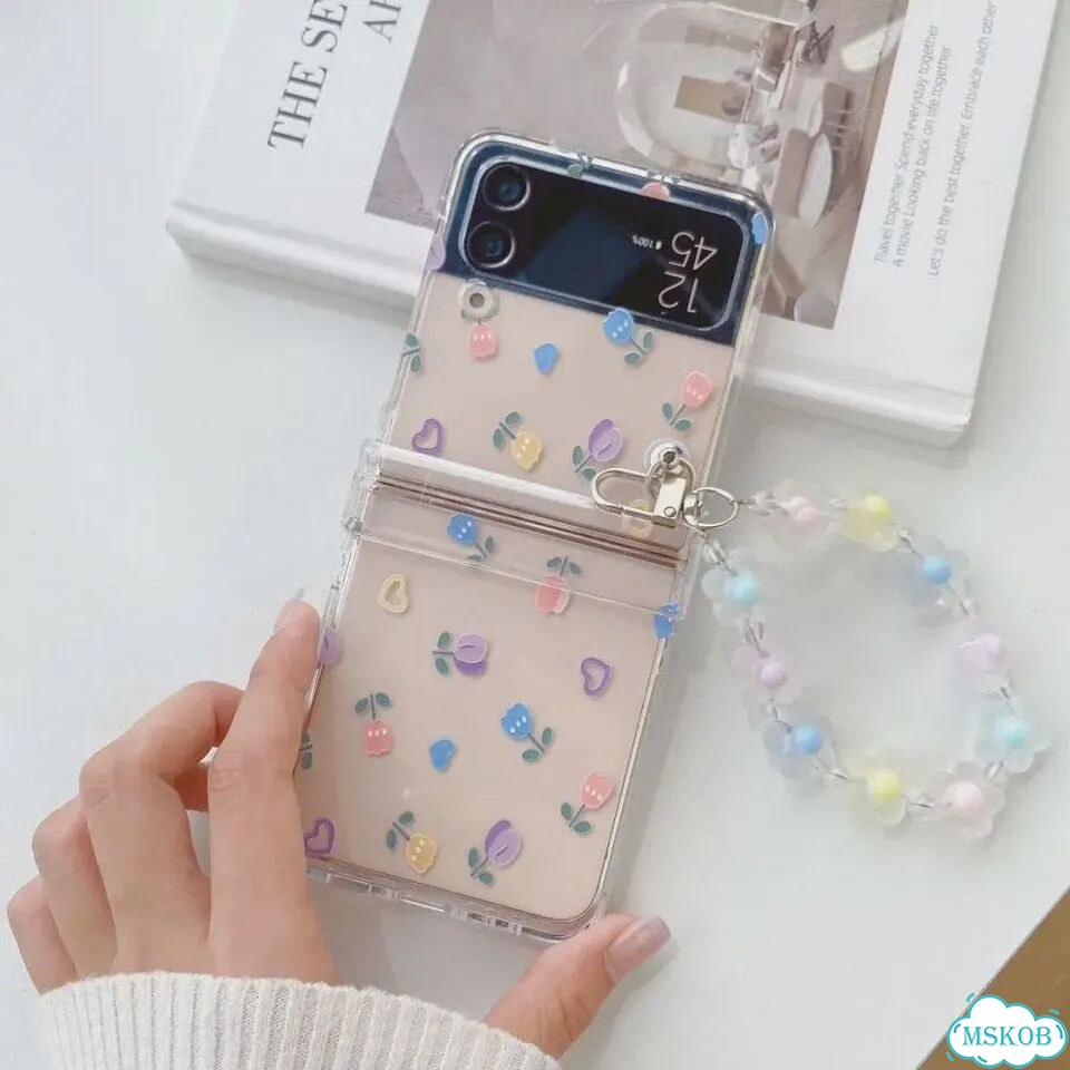 Прозрачный чехол с цветами для Samsung Z Flip 3 фото 5