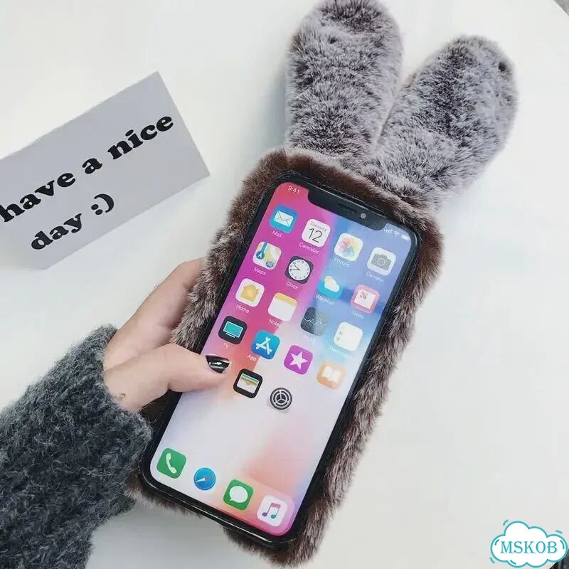 Розовый чехол-кролик для Samsung A26, мягкий мех фото 5