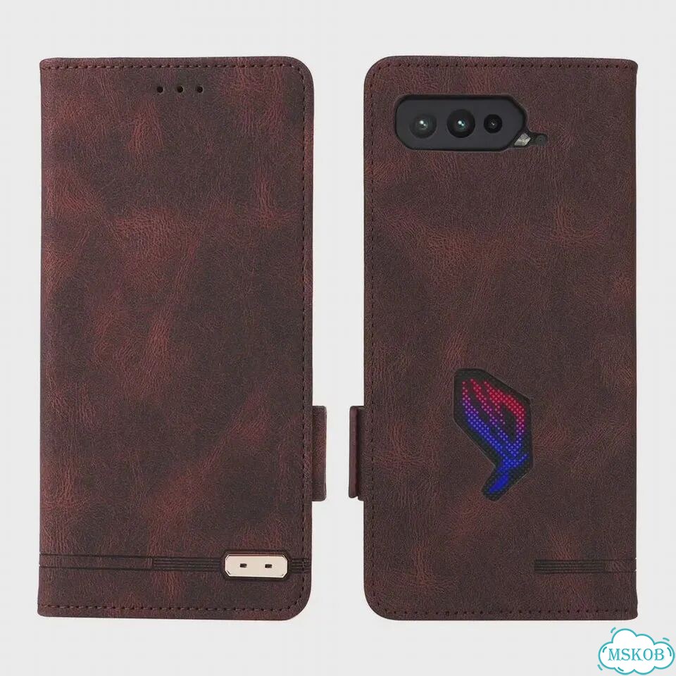 Черный кожаный чехол-книжка для Asus ROG Phone 7 фото 4