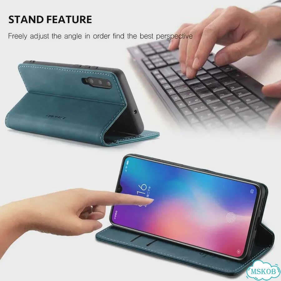 Кожаный чехол-книжка CaseMe Blue для Xiaomi Mi 9T фото 5
