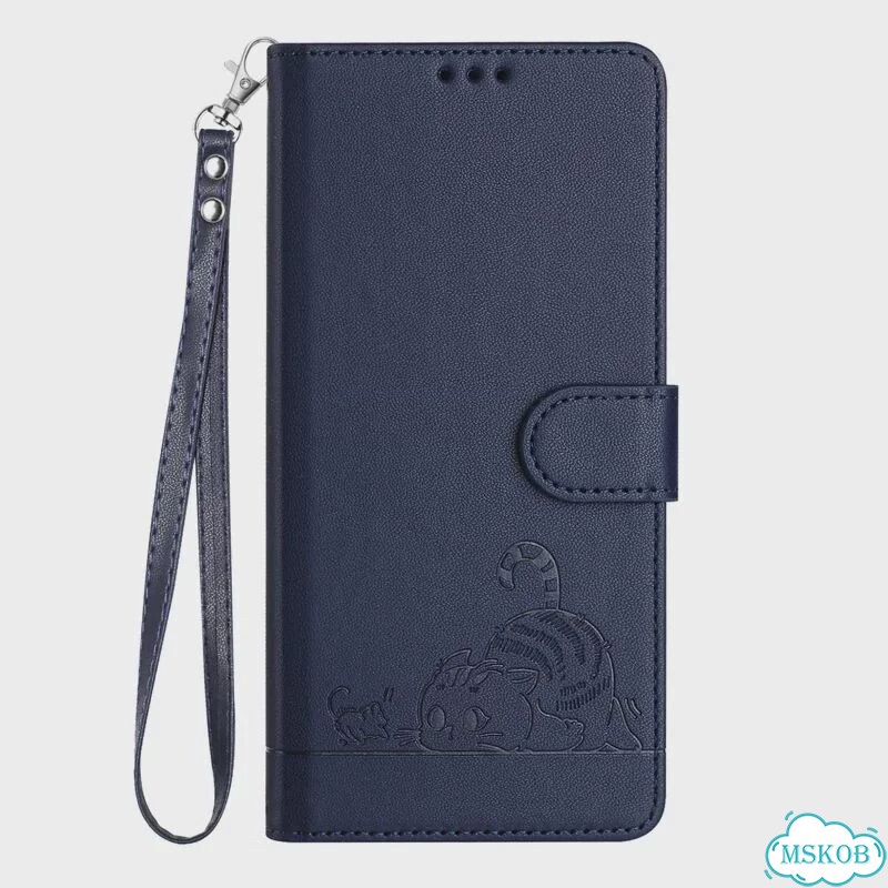 Кожаный чехол-кошелек для Xiaomi Redmi Note 14 4G, темно-синий фото 1
