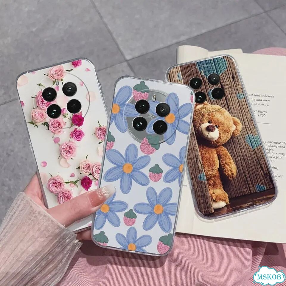 Чехол для Realme 12 Pro Plus 5G с милыми красивыми цветами, прозрачный мягкий силиконовый чехол из т фото 2