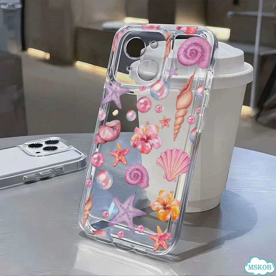 Противоударный мягкий чехол из тпу Sea World Pearl Shell Conch для iPhone 16 Pro Max 15 14 13 12 11 фото 2