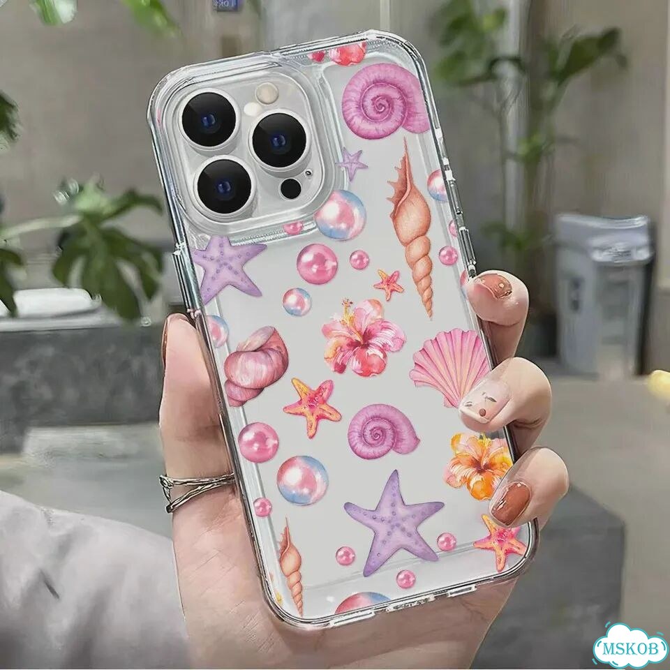 Противоударный мягкий чехол из тпу Sea World Pearl Shell Conch для iPhone 16 Pro Max 15 14 13 12 11 фото 3
