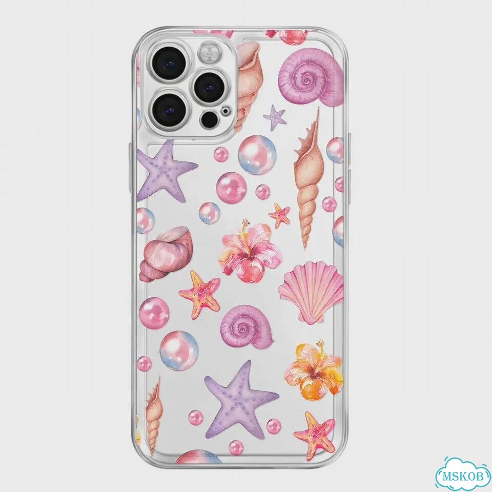 Противоударный мягкий чехол из тпу Sea World Pearl Shell Conch для iPhone 16 Pro Max 15 14 13 12 11 фото 6