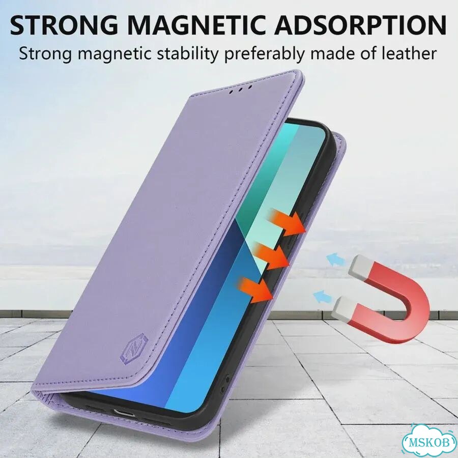 Кожаный чехол-книжка с магнитным слотом для Xiaomi Redmi Фиолетовый, Wine red, Redmi Note 10 (10S) фото 5