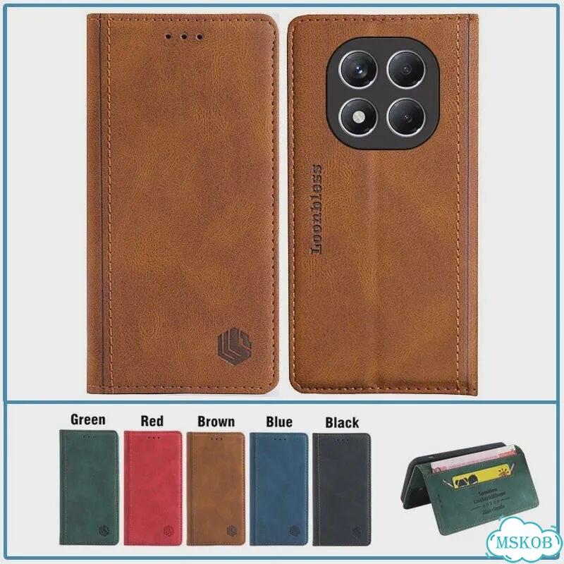 Зеленый кожаный чехол-книжка для Redmi Note 15 5G фото 2