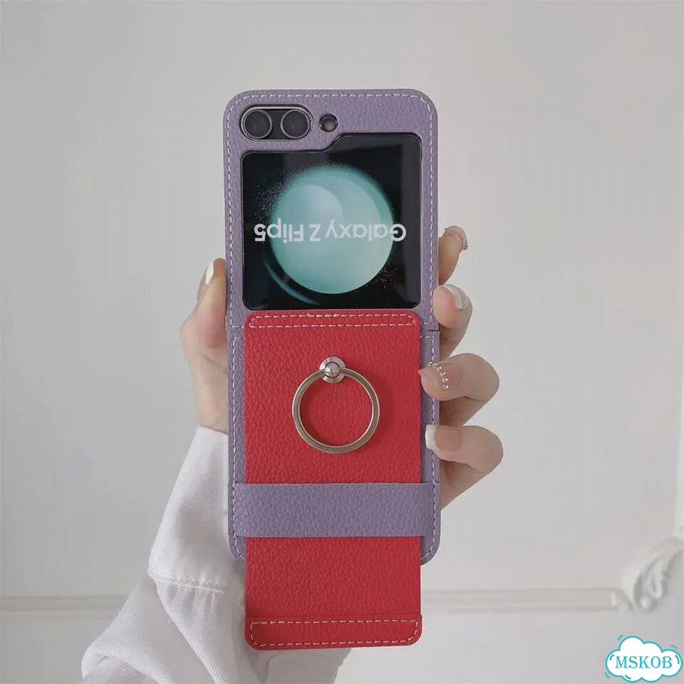 Чехол для телефона Samsung Galaxy Z Flip 5 6 zflip5, кожаный защитный Голубой, Blue, For Z Flip 6 фото 5