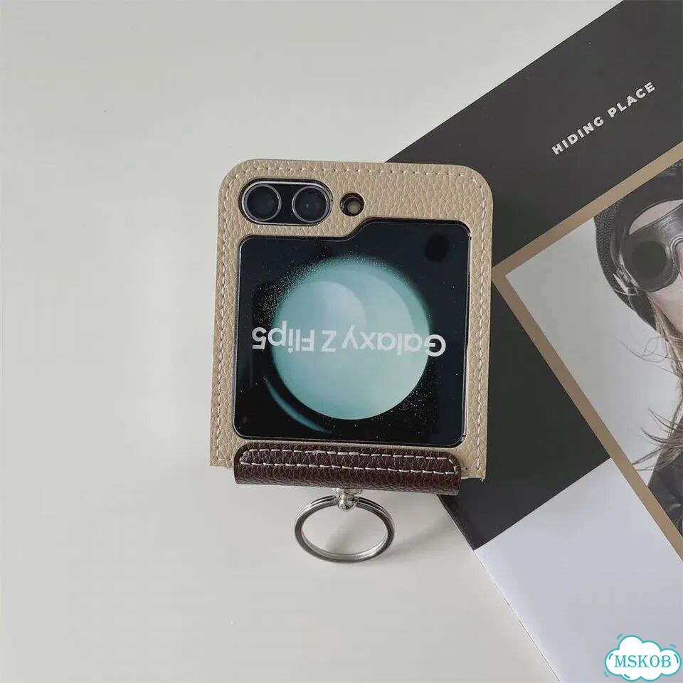 Чехол для телефона Samsung Galaxy Z Flip 5 6 zflip5, кожаный защитный Голубой, Blue, For Z Flip 6 фото 7