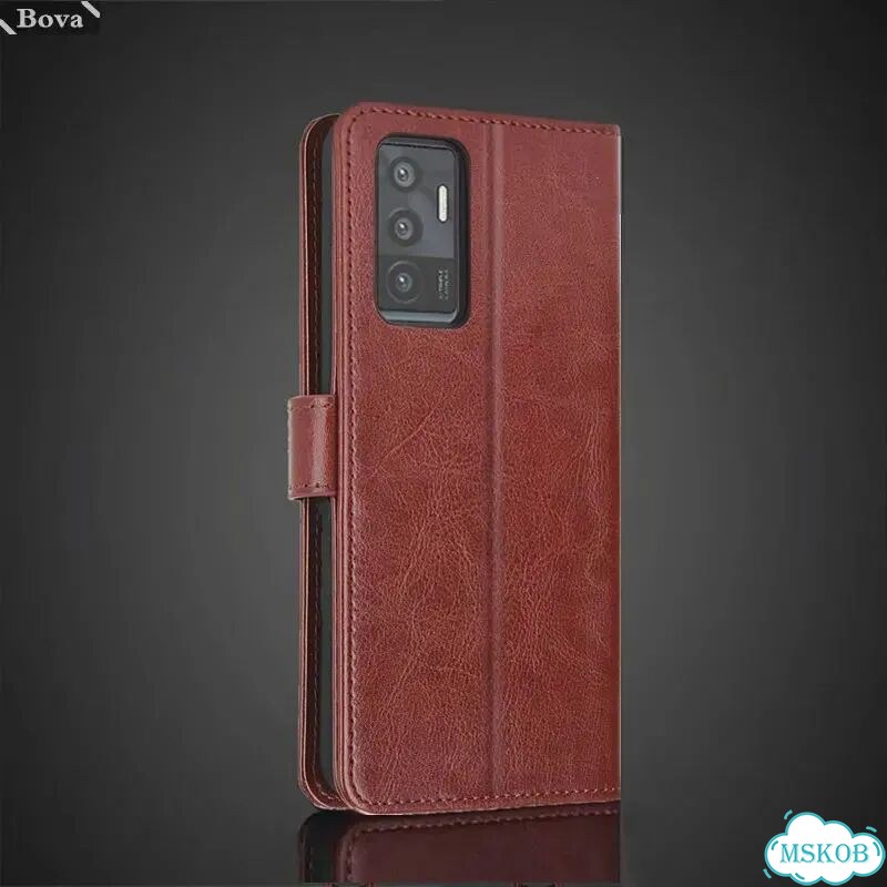 Черный чехол-книжка Vivo V23e из искусственной кожи фото 4