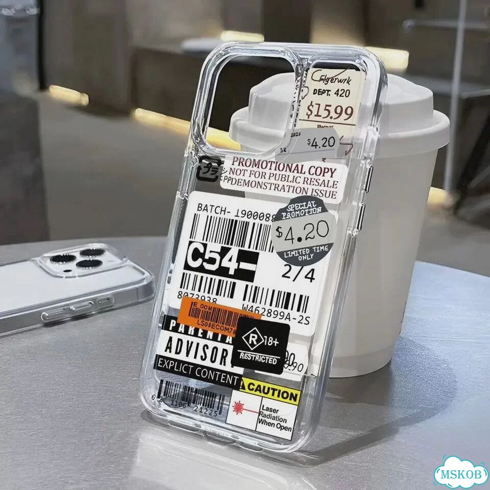 Модный чехол для телефона с баркодом и стикером для iPhone 17, 16, For iPhone14 Pro, Clear-FFD028817 фото 2