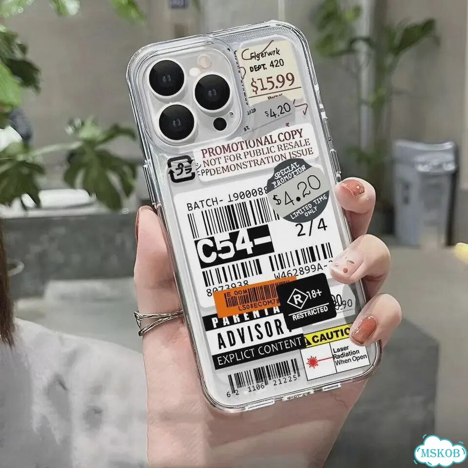 Модный чехол для телефона с баркодом и стикером для iPhone 17, 16, For iPhone14 Pro, Clear-FFD028817 фото 3
