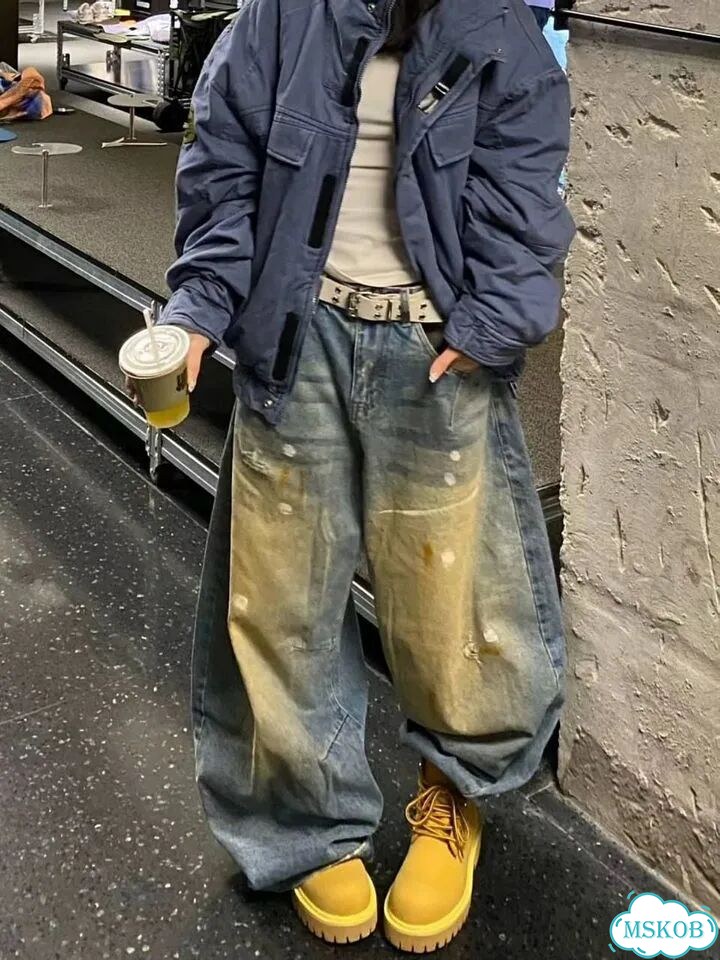 Джинсы ржавые Rick Owens type широкие фото 2