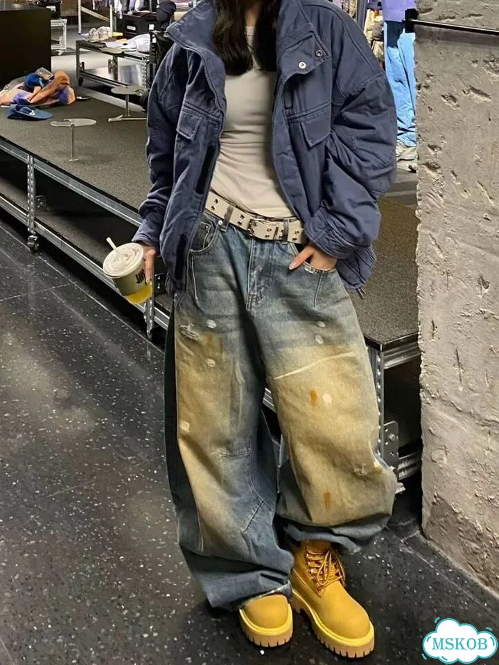 Джинсы ржавые Rick Owens type широкие фото 4